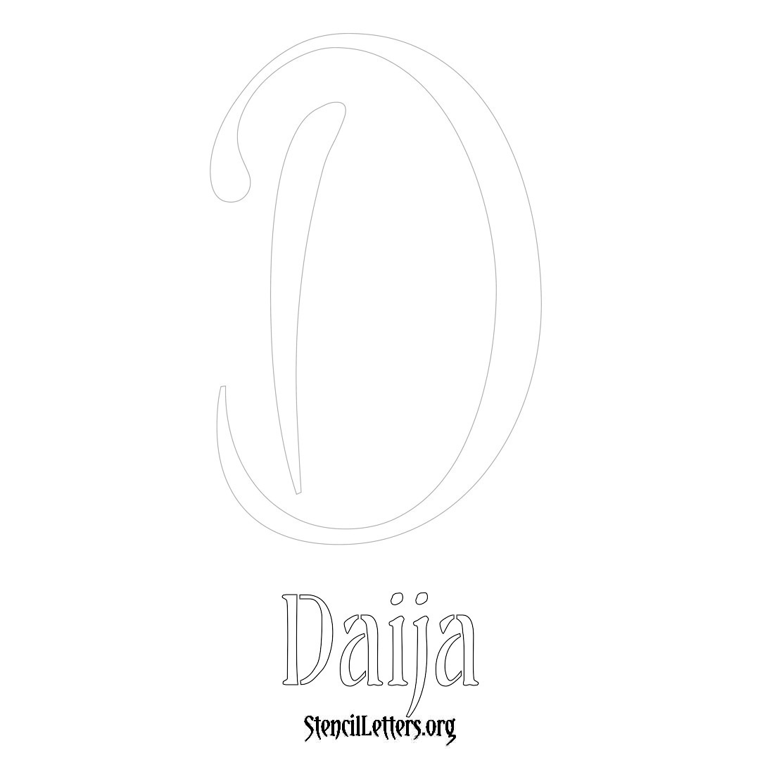 Daija printable name initial stencil in Vintage Brush Lettering