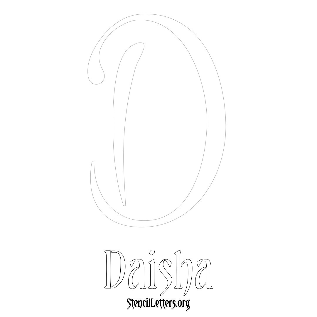 Daisha printable name initial stencil in Vintage Brush Lettering