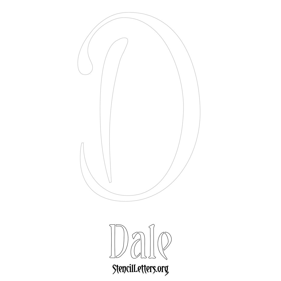 Dale printable name initial stencil in Vintage Brush Lettering