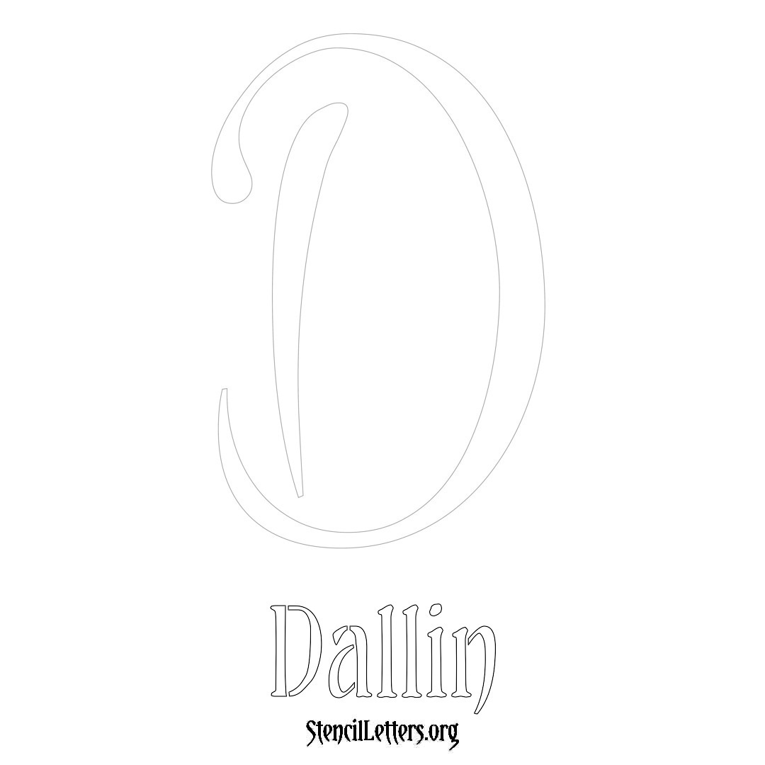 Dallin printable name initial stencil in Vintage Brush Lettering