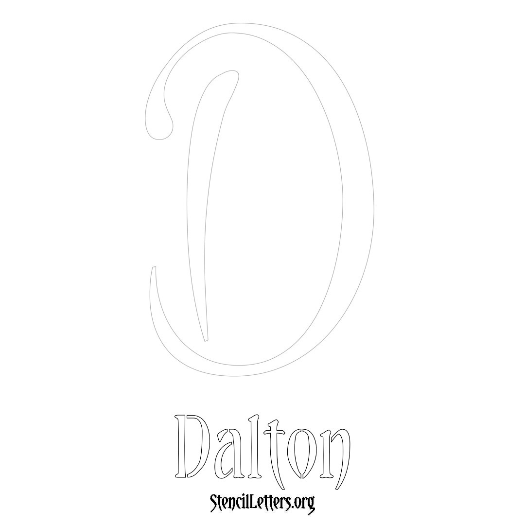 Dalton printable name initial stencil in Vintage Brush Lettering