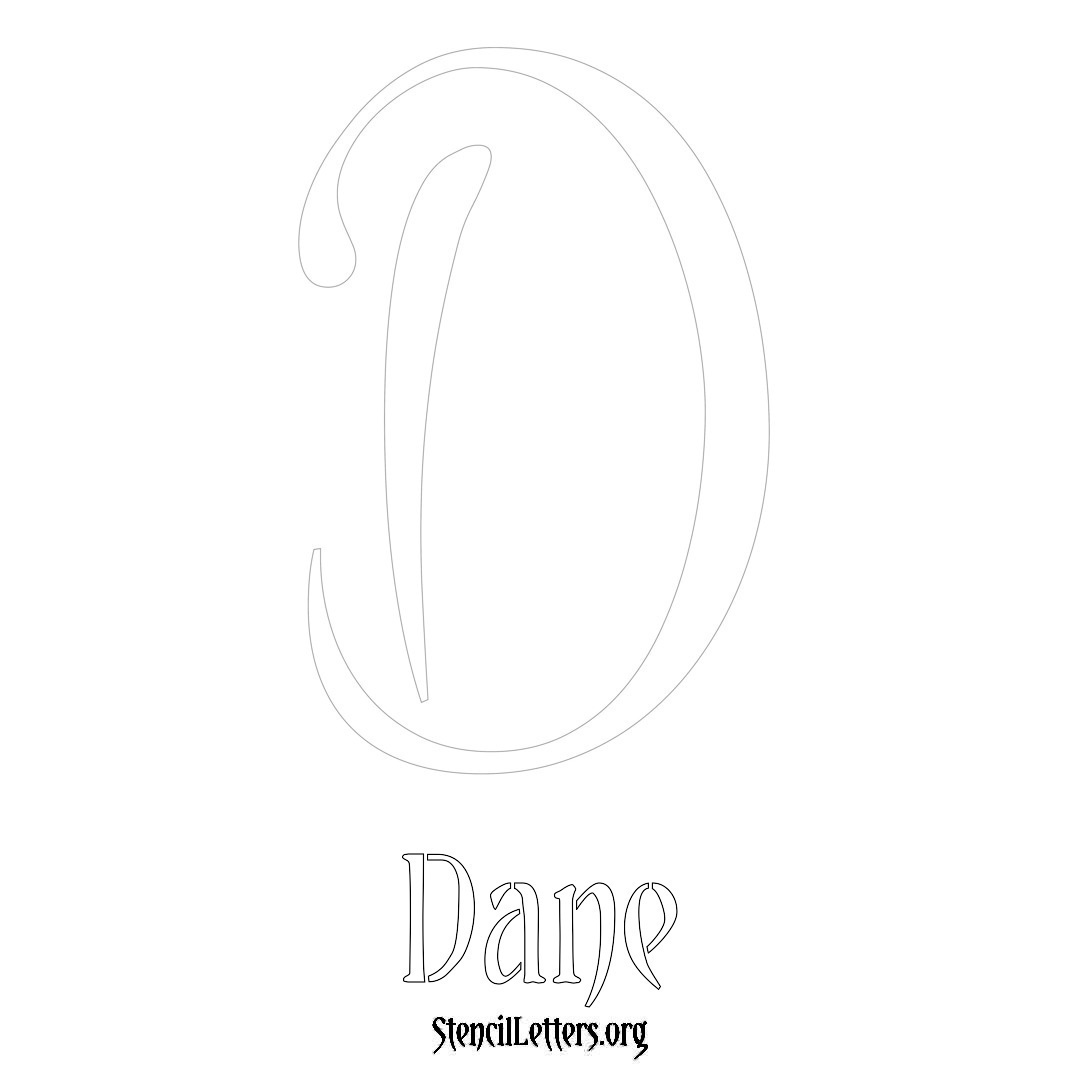 Dane printable name initial stencil in Vintage Brush Lettering