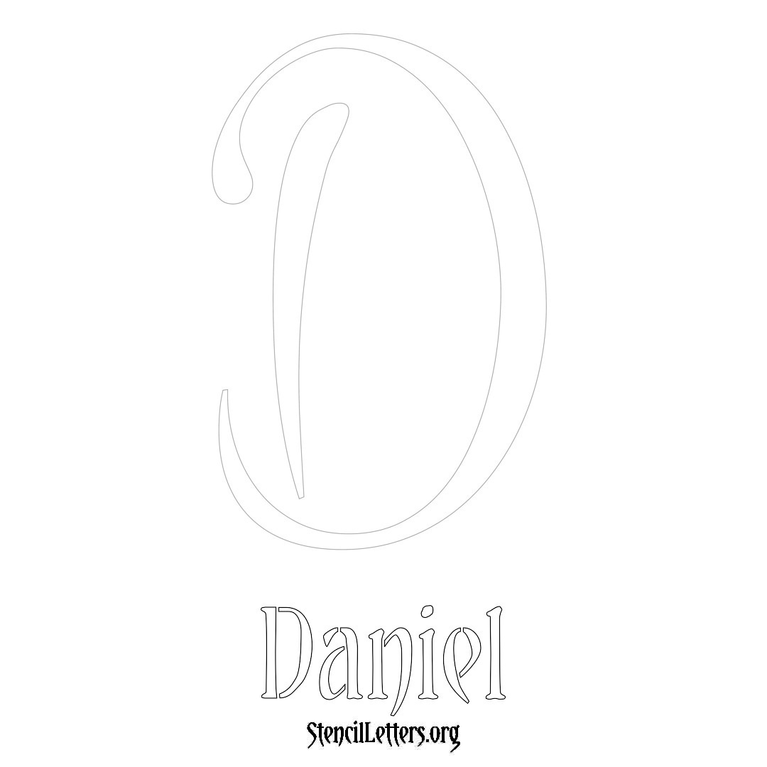 Daniel printable name initial stencil in Vintage Brush Lettering