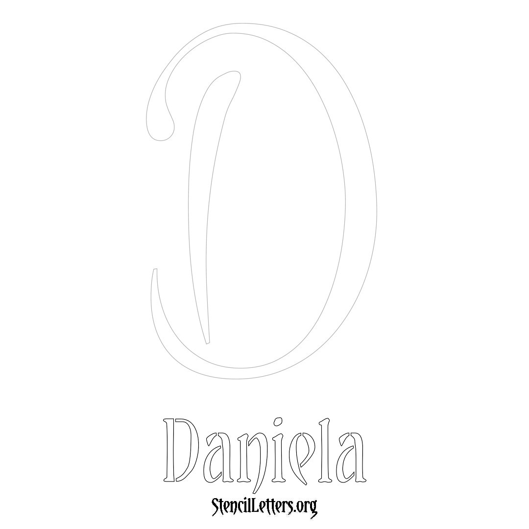 Daniela printable name initial stencil in Vintage Brush Lettering