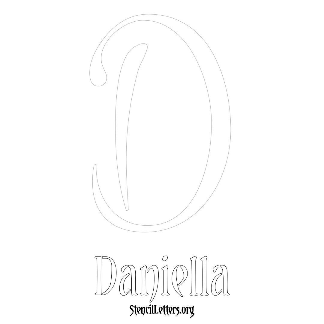 Daniella printable name initial stencil in Vintage Brush Lettering