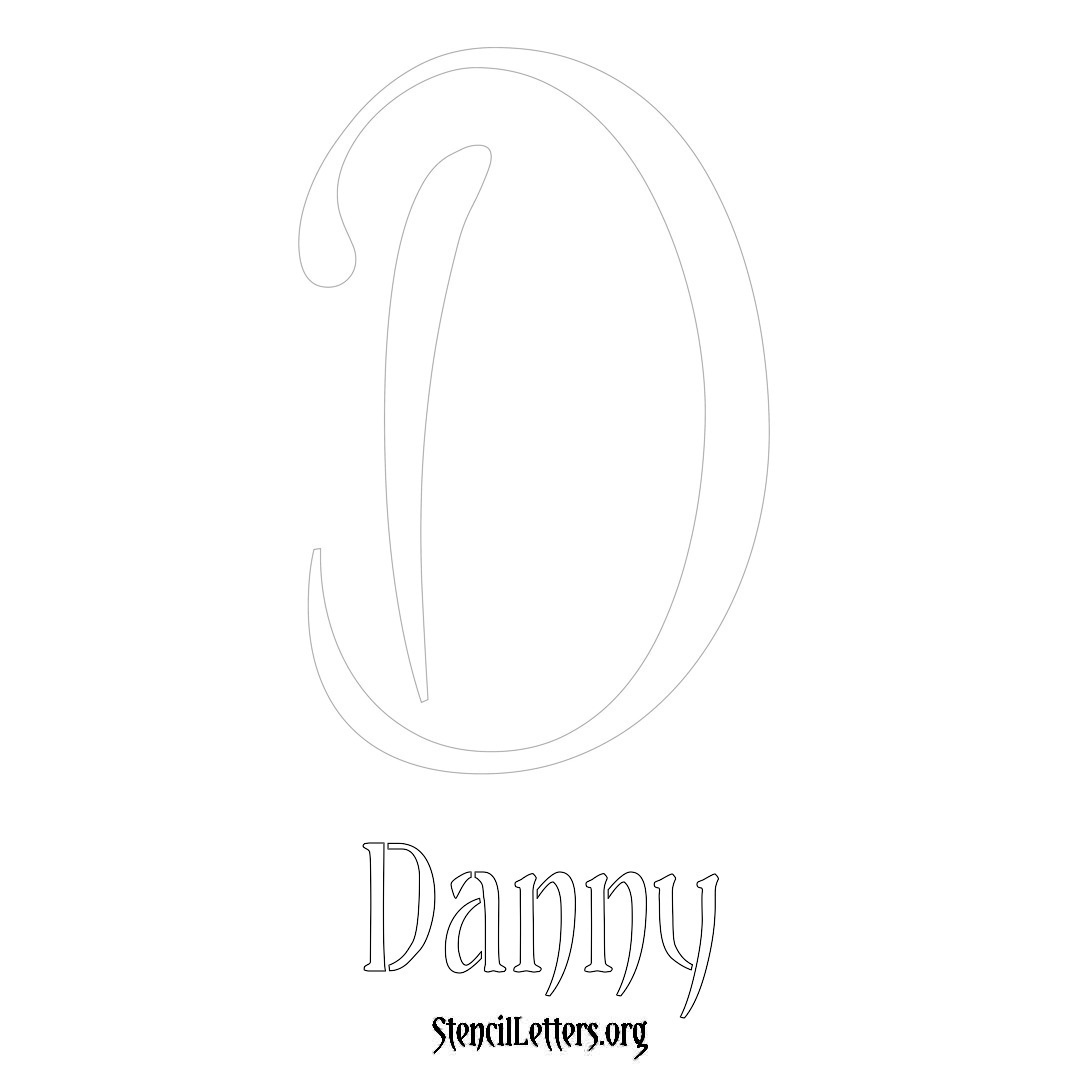Danny printable name initial stencil in Vintage Brush Lettering