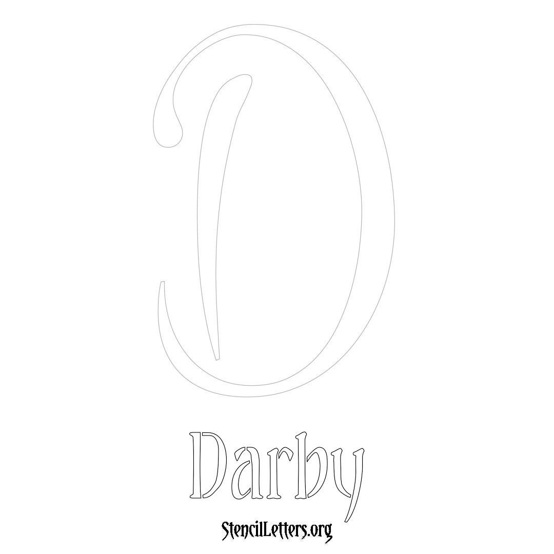 Darby printable name initial stencil in Vintage Brush Lettering