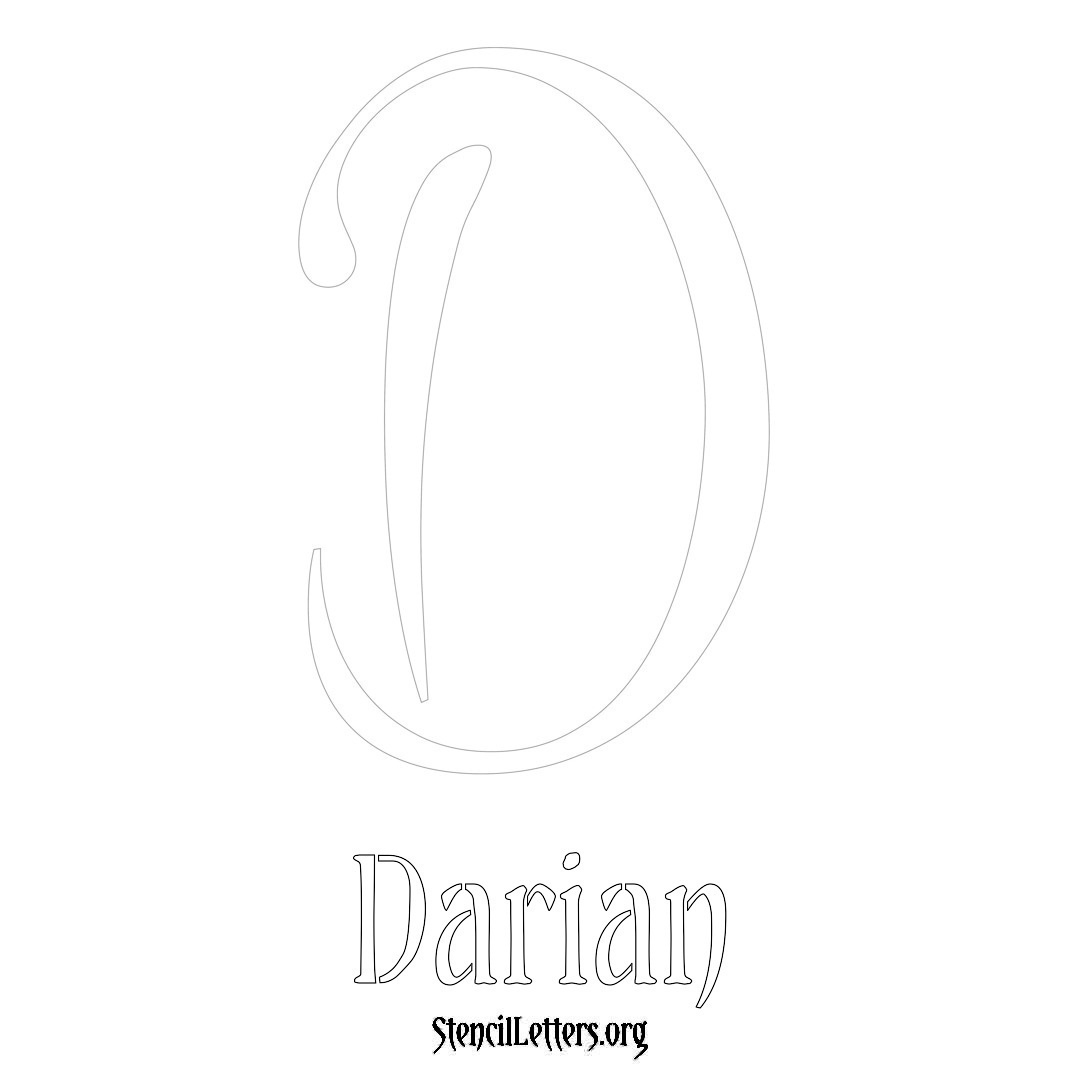 Darian printable name initial stencil in Vintage Brush Lettering