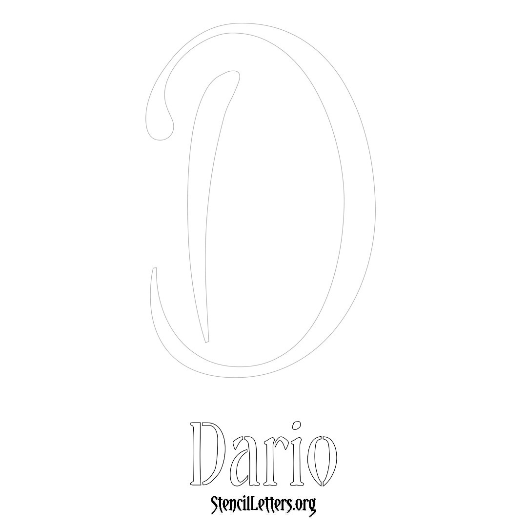 Dario printable name initial stencil in Vintage Brush Lettering