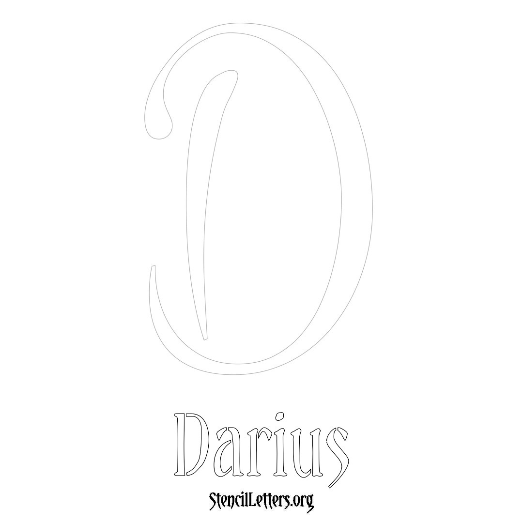 Darius printable name initial stencil in Vintage Brush Lettering