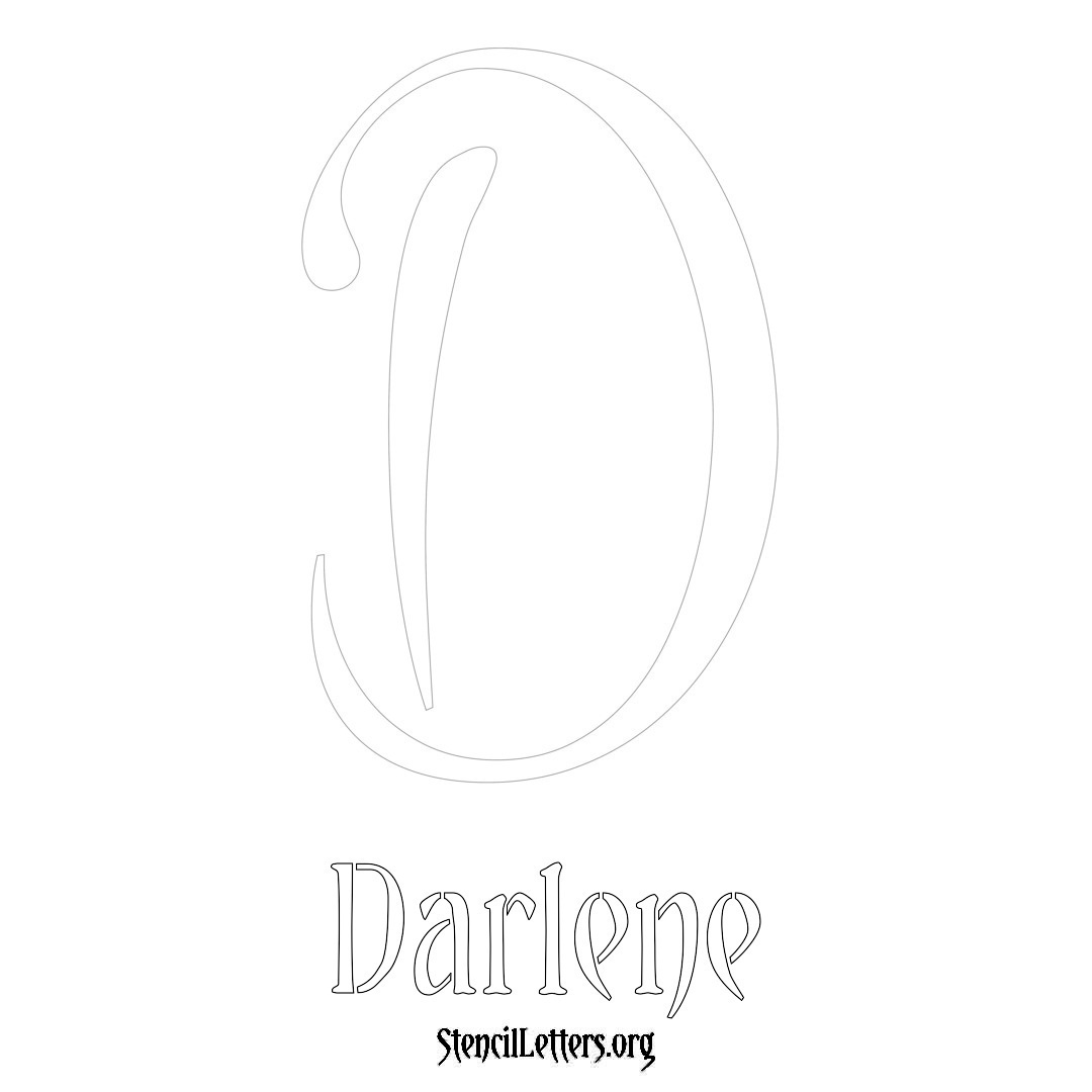 Darlene printable name initial stencil in Vintage Brush Lettering