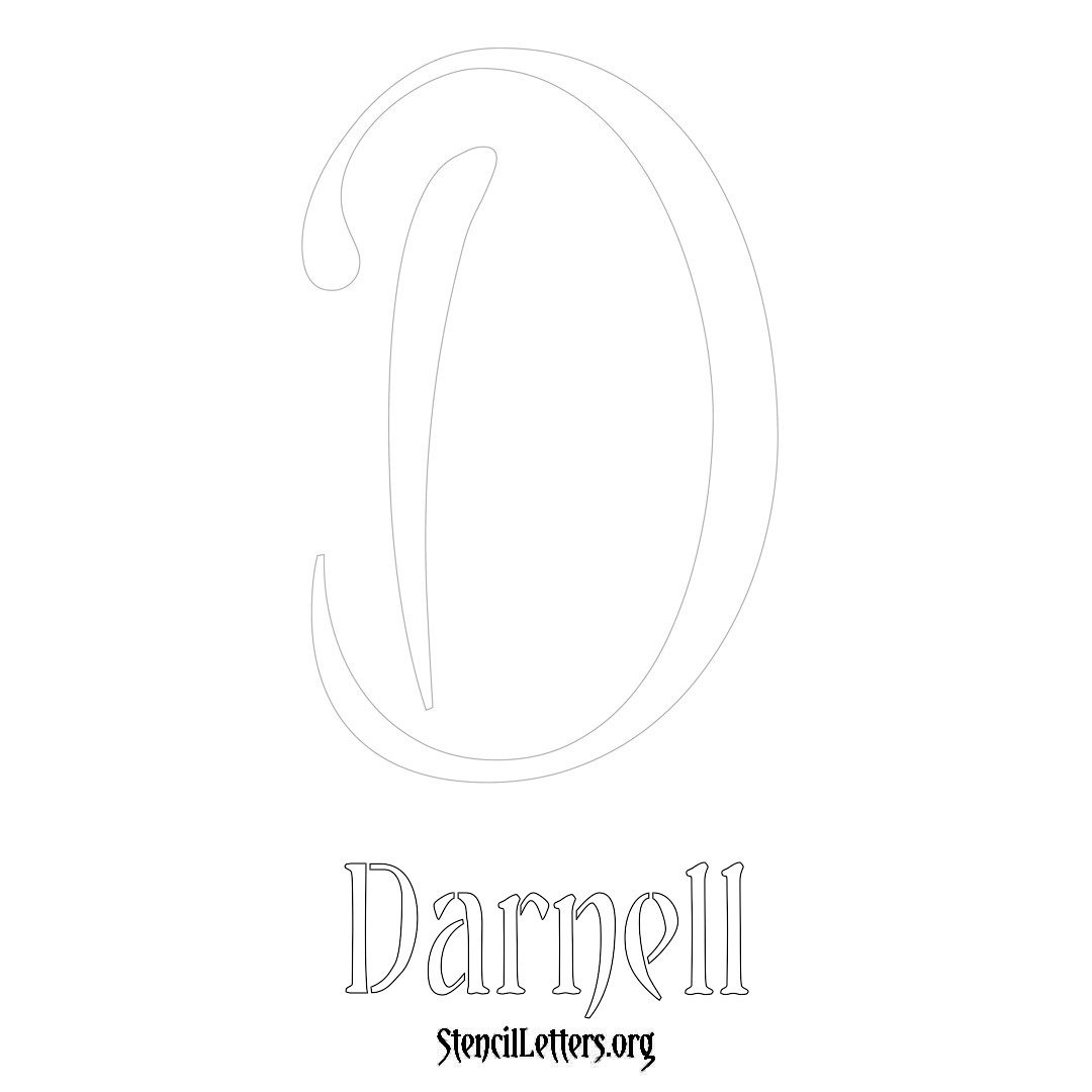 Darnell printable name initial stencil in Vintage Brush Lettering