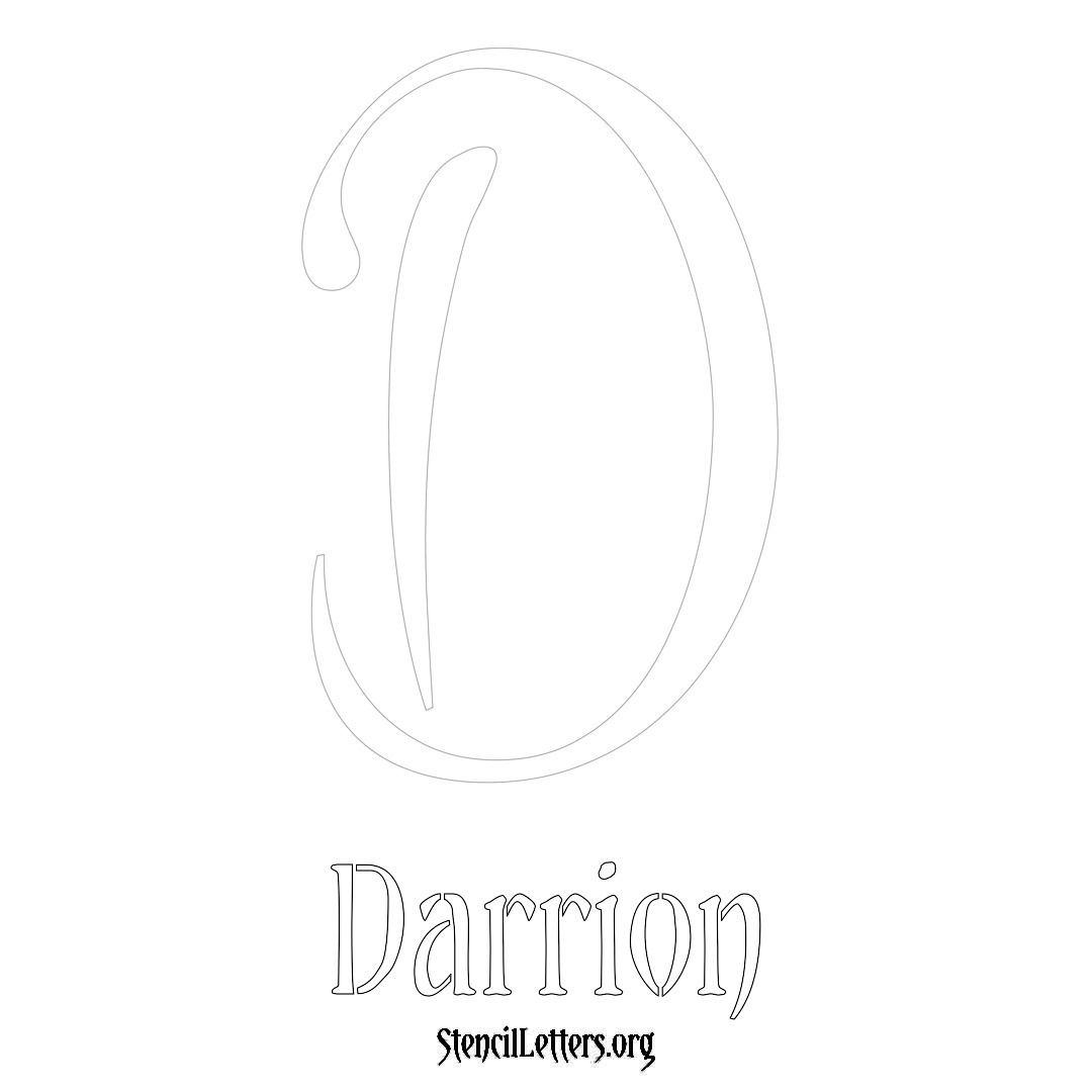 Darrion printable name initial stencil in Vintage Brush Lettering