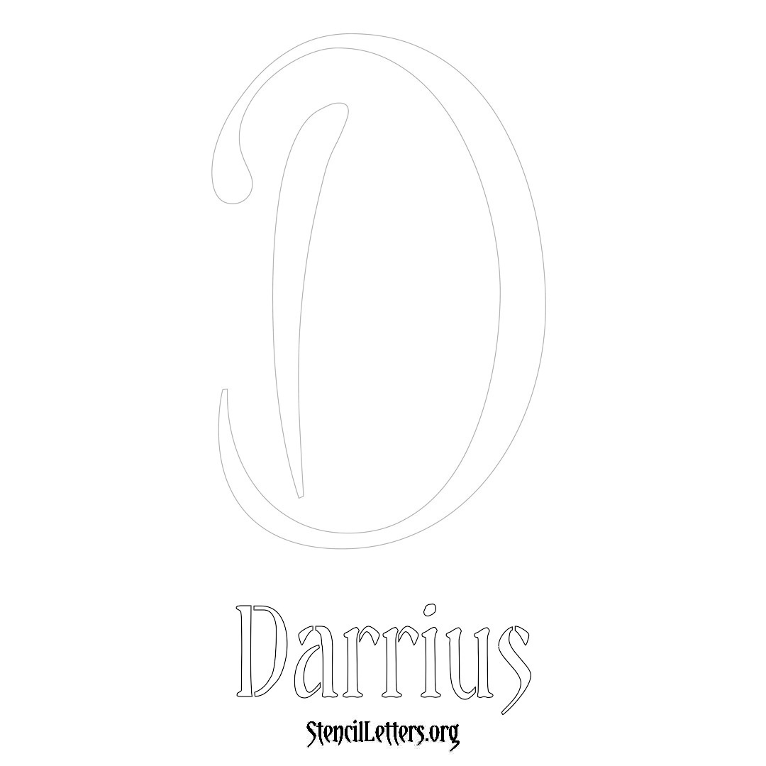 Darrius printable name initial stencil in Vintage Brush Lettering