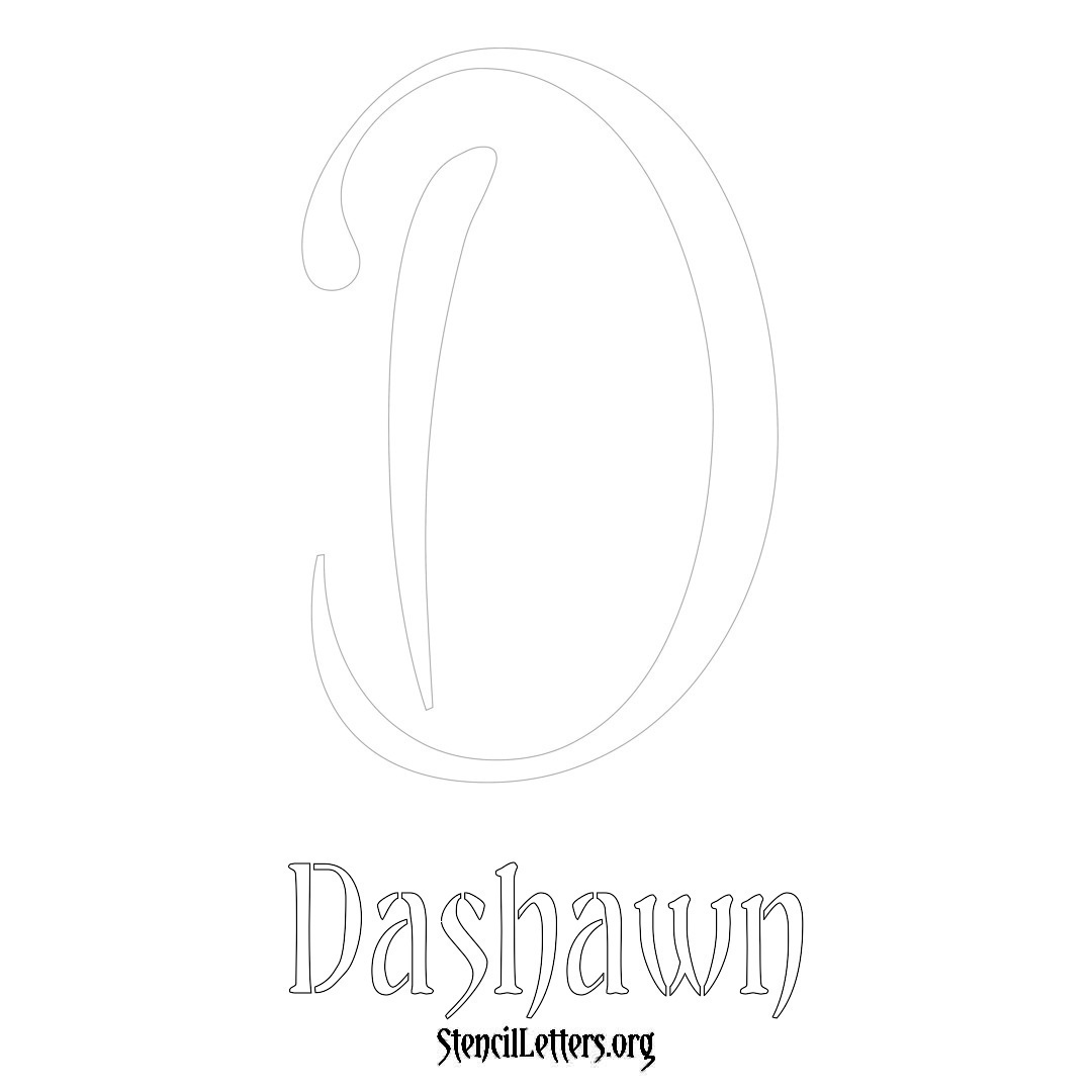 Dashawn printable name initial stencil in Vintage Brush Lettering