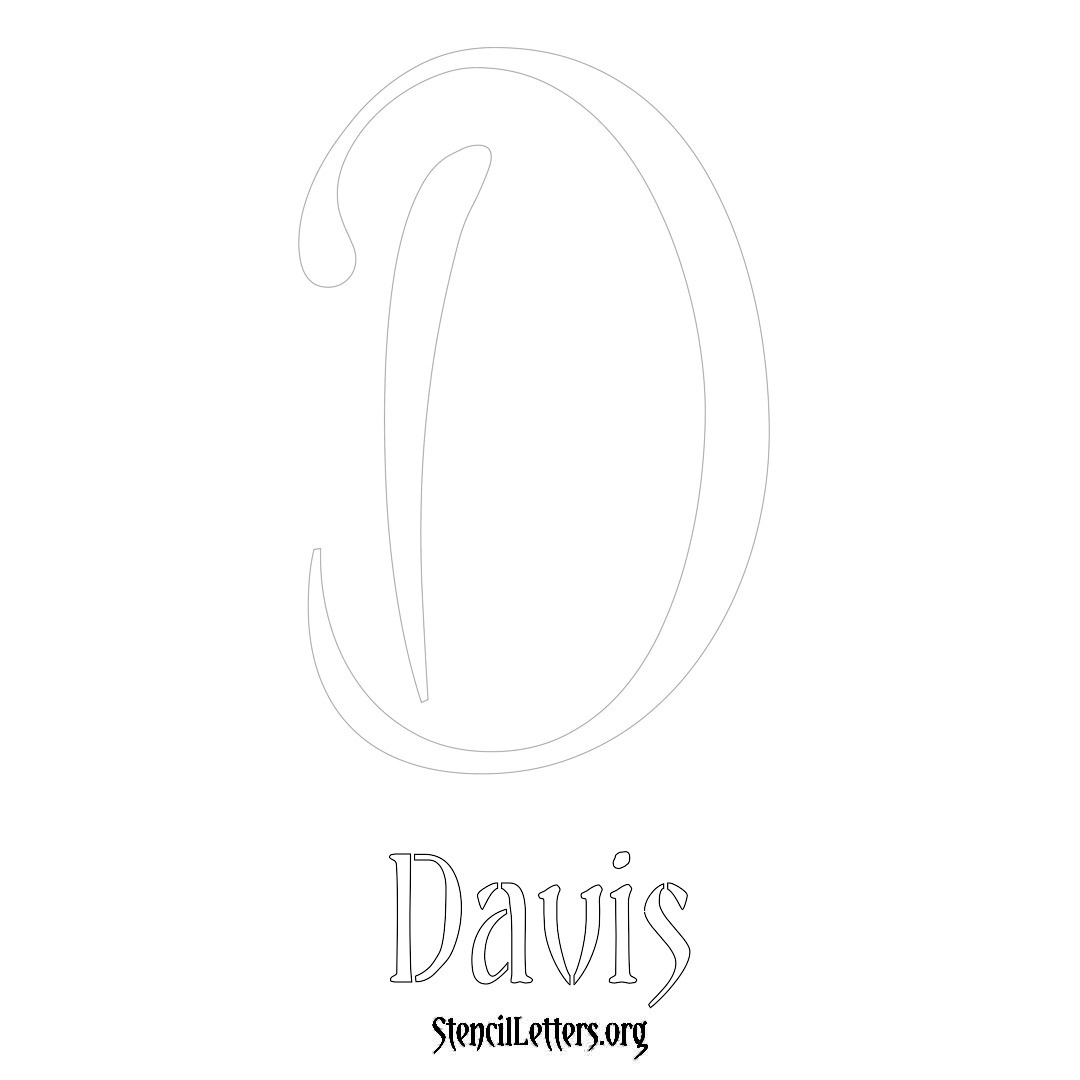 Davis printable name initial stencil in Vintage Brush Lettering