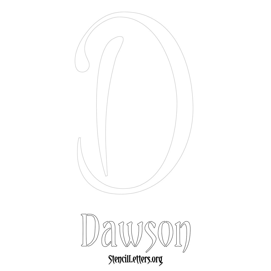 Dawson printable name initial stencil in Vintage Brush Lettering