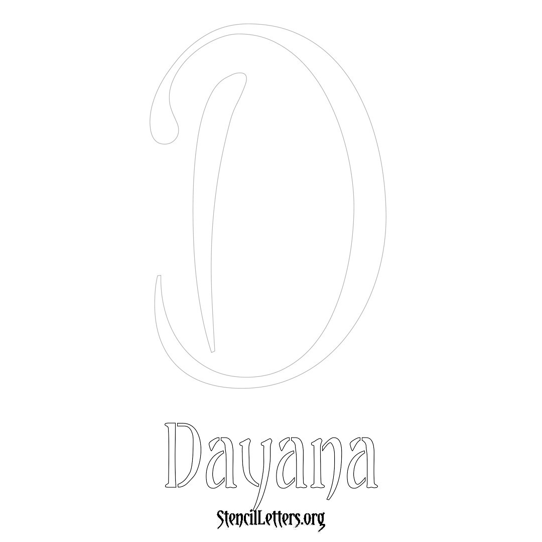 Dayana printable name initial stencil in Vintage Brush Lettering