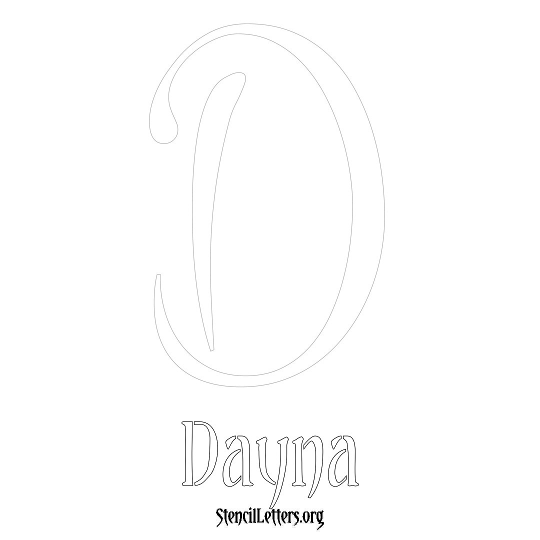 Dayna printable name initial stencil in Vintage Brush Lettering