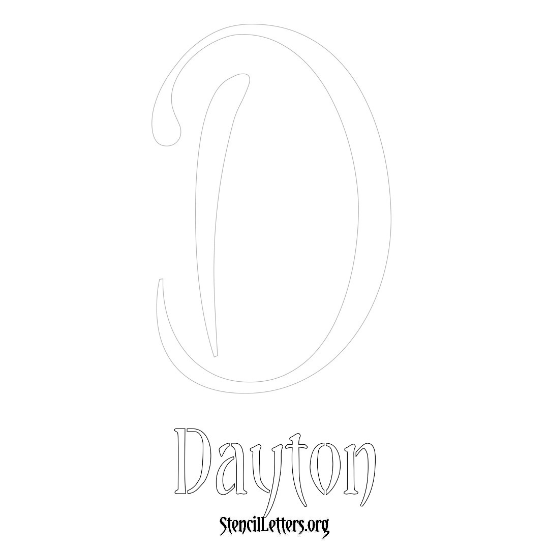 Dayton printable name initial stencil in Vintage Brush Lettering