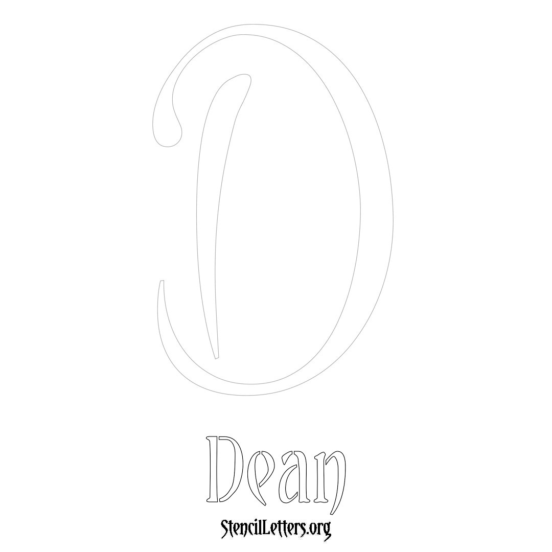 Dean printable name initial stencil in Vintage Brush Lettering