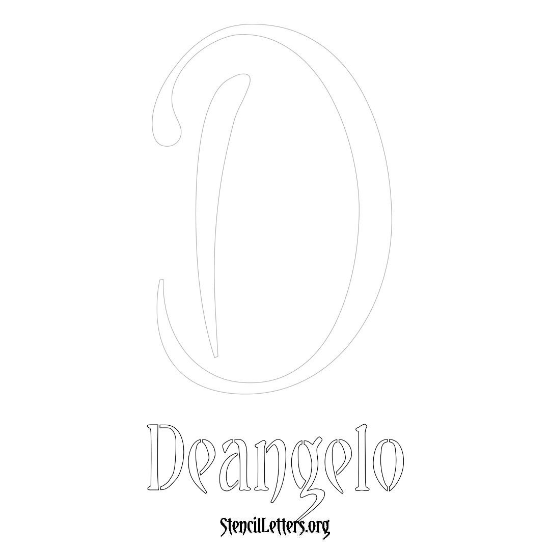 Deangelo printable name initial stencil in Vintage Brush Lettering