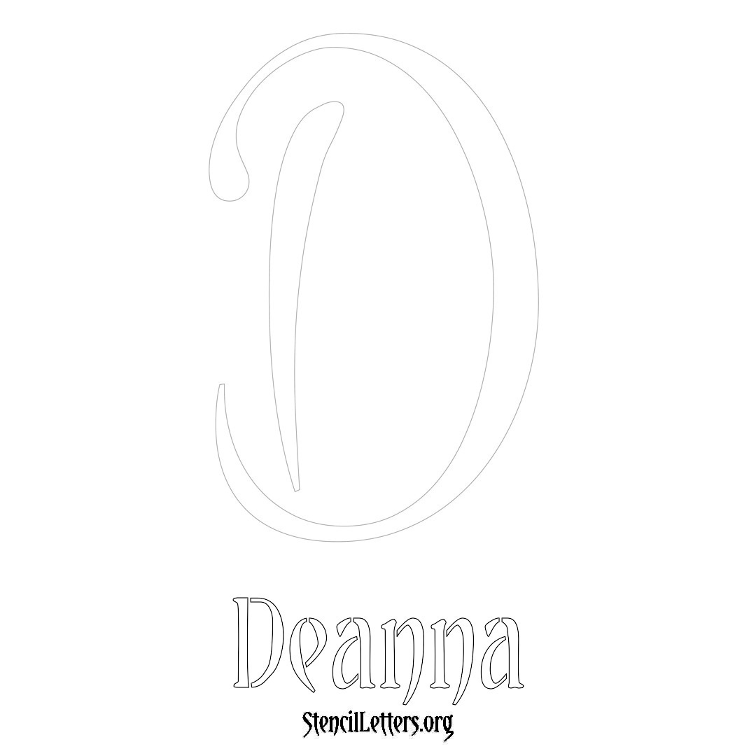 Deanna printable name initial stencil in Vintage Brush Lettering