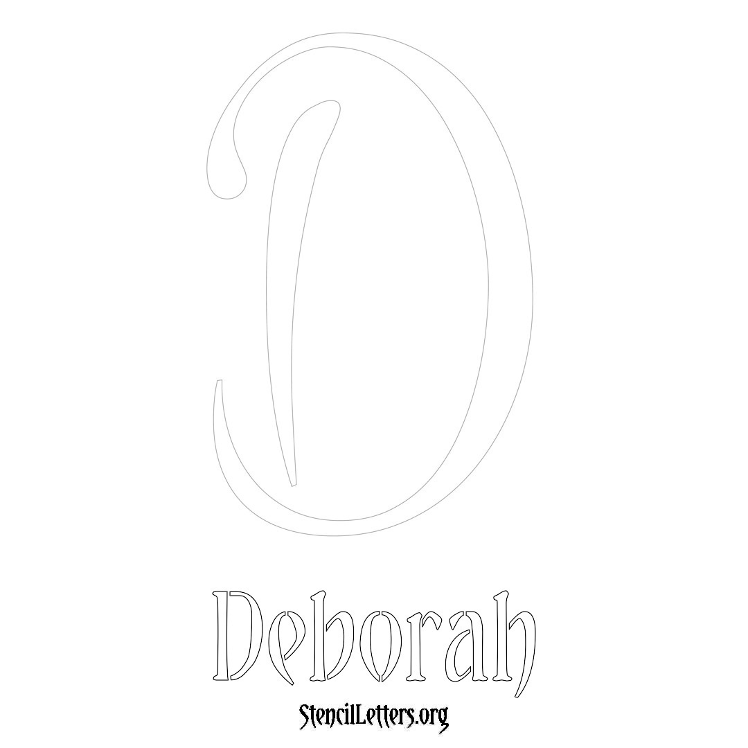 Deborah printable name initial stencil in Vintage Brush Lettering