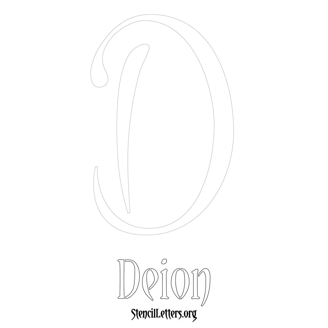 Deion printable name initial stencil in Vintage Brush Lettering