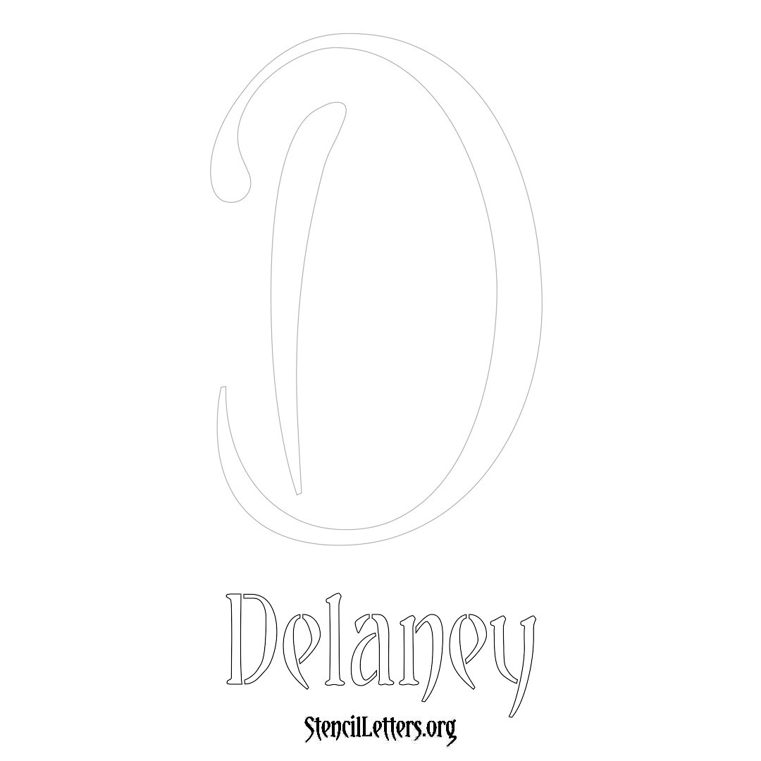 Delaney printable name initial stencil in Vintage Brush Lettering