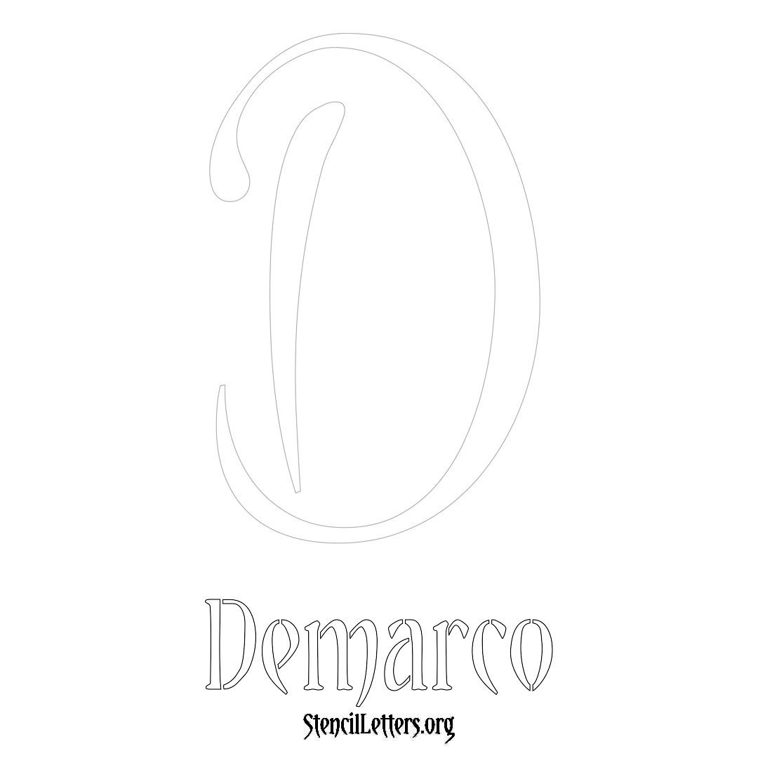Demarco printable name initial stencil in Vintage Brush Lettering