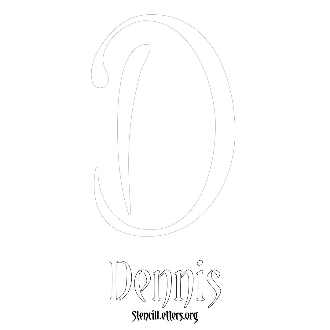 Dennis printable name initial stencil in Vintage Brush Lettering