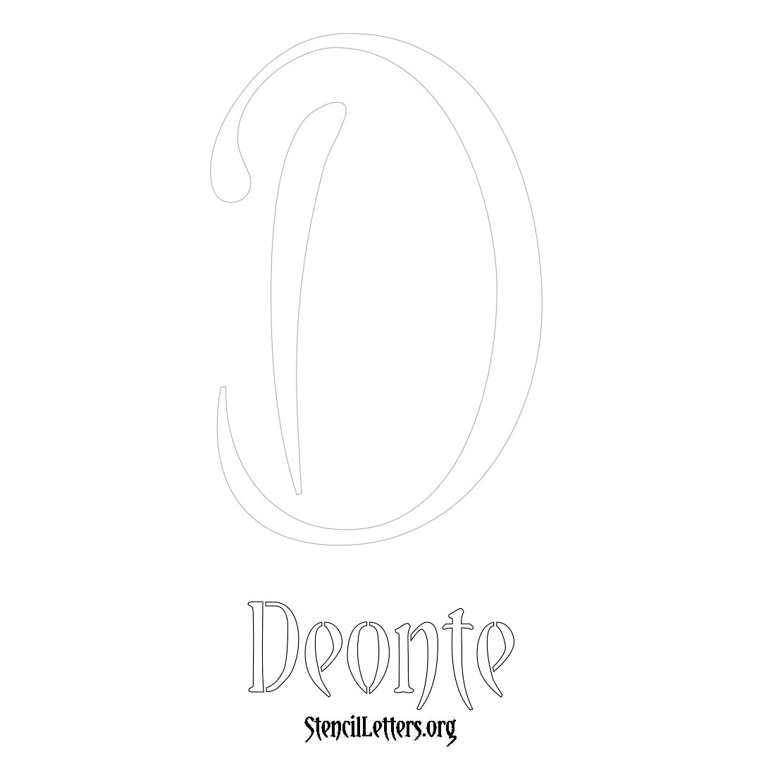 Deonte printable name initial stencil in Vintage Brush Lettering