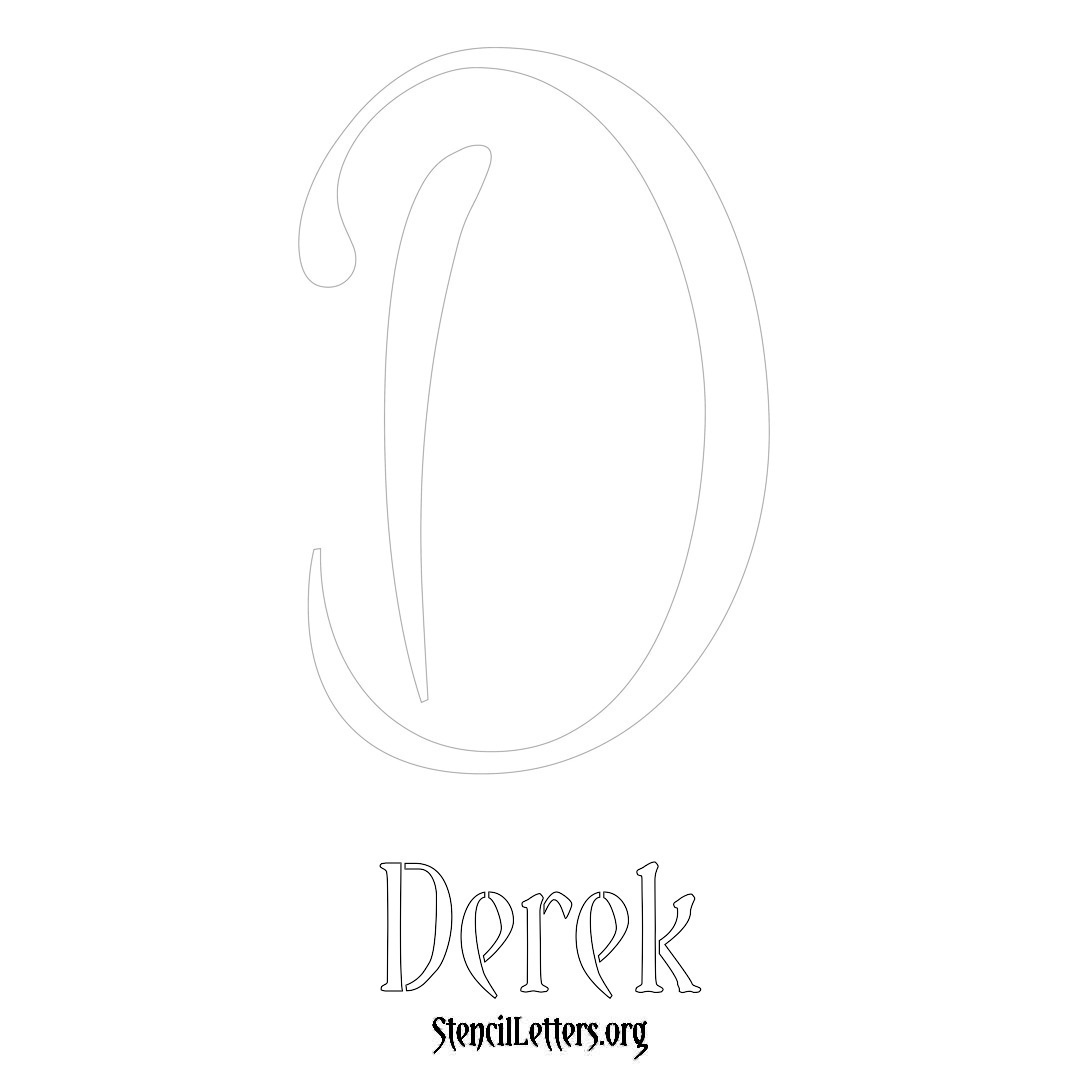 Derek printable name initial stencil in Vintage Brush Lettering