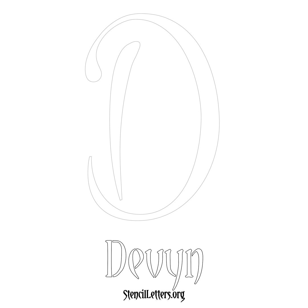 Devyn printable name initial stencil in Vintage Brush Lettering