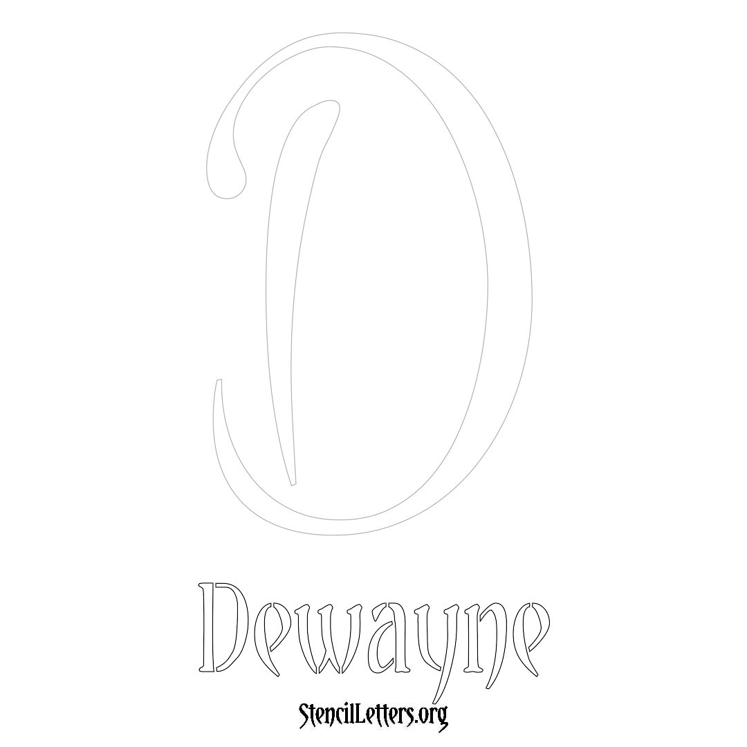 Dewayne printable name initial stencil in Vintage Brush Lettering