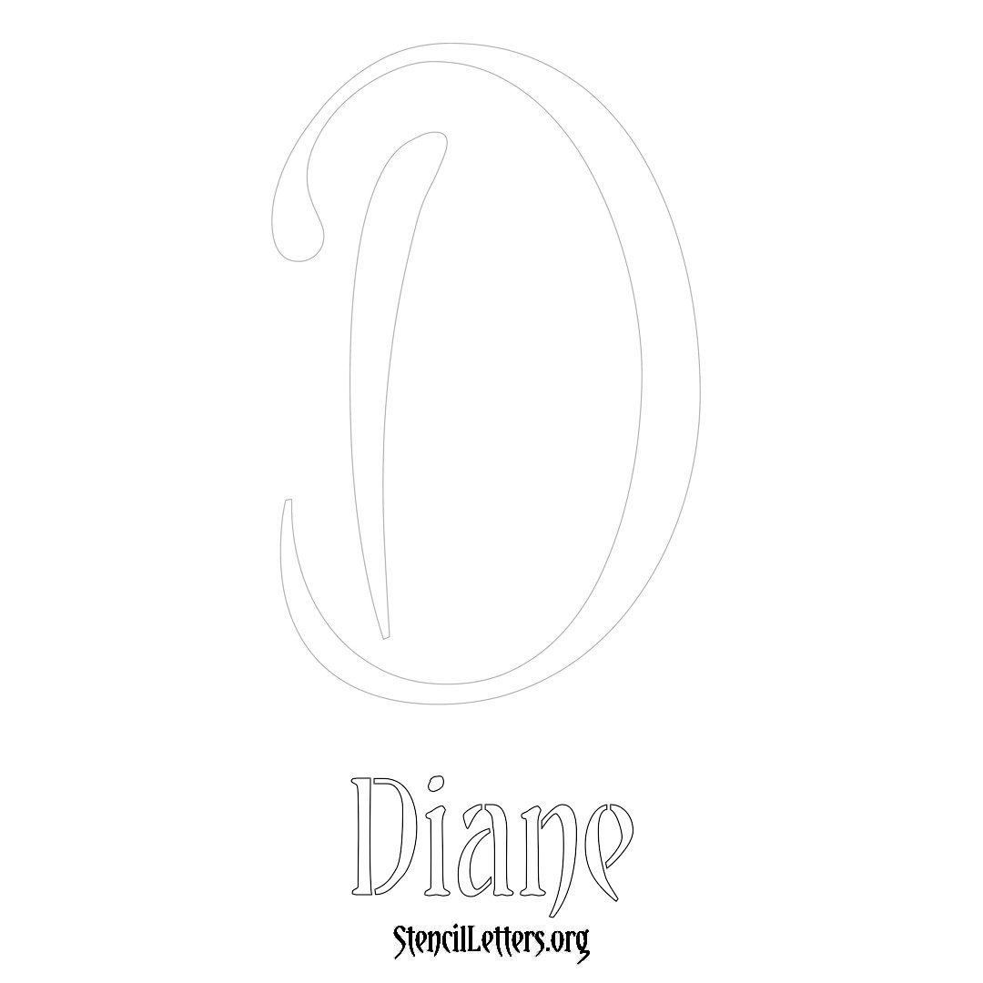 Diane printable name initial stencil in Vintage Brush Lettering