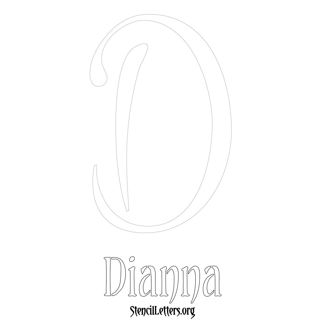 Dianna printable name initial stencil in Vintage Brush Lettering