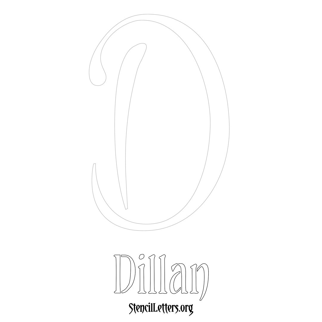 Dillan printable name initial stencil in Vintage Brush Lettering