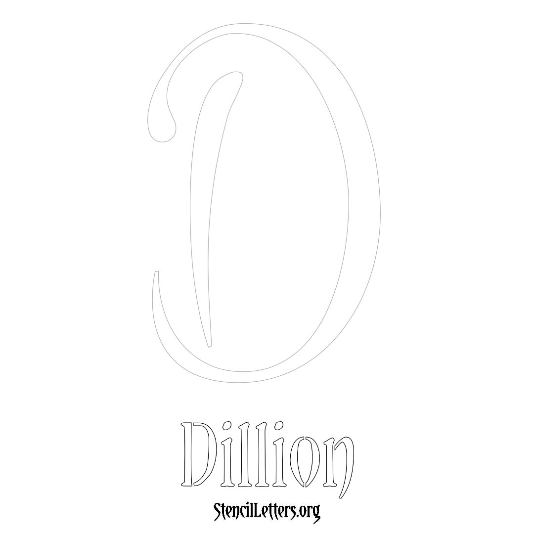 Dillion printable name initial stencil in Vintage Brush Lettering