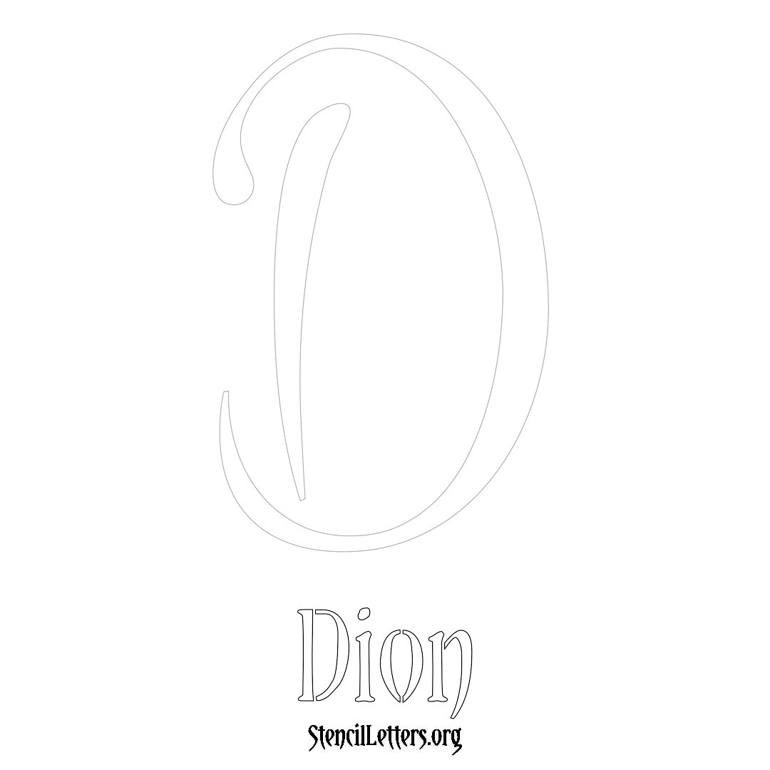 Dion printable name initial stencil in Vintage Brush Lettering