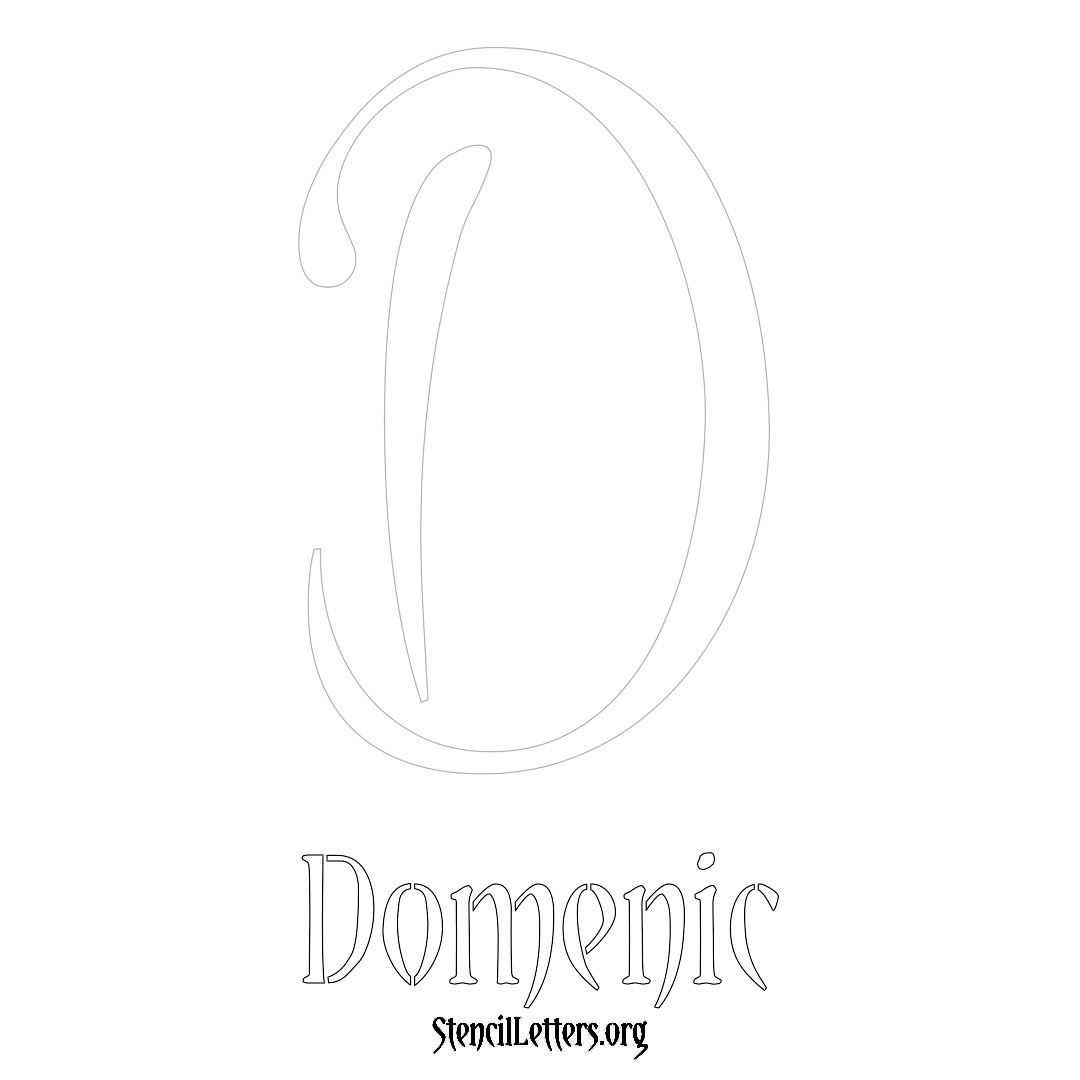 Domenic printable name initial stencil in Vintage Brush Lettering