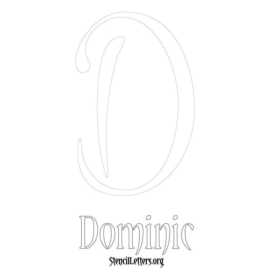 Dominic printable name initial stencil in Vintage Brush Lettering