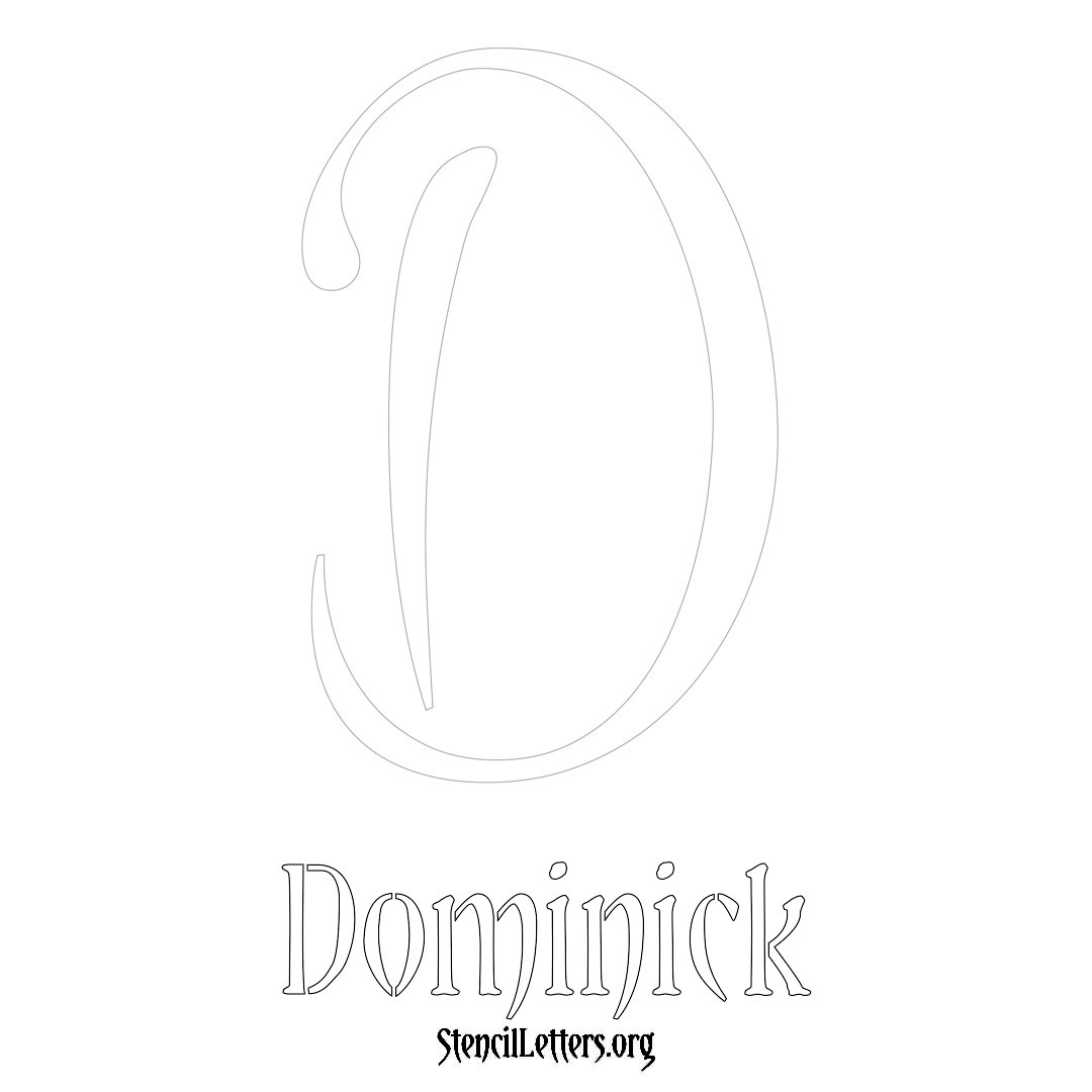 Dominick printable name initial stencil in Vintage Brush Lettering