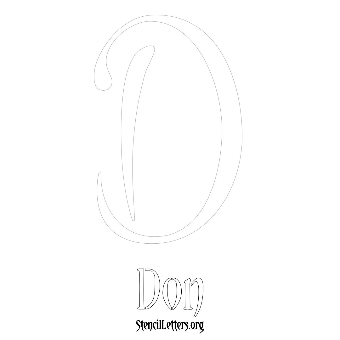 Don printable name initial stencil in Vintage Brush Lettering
