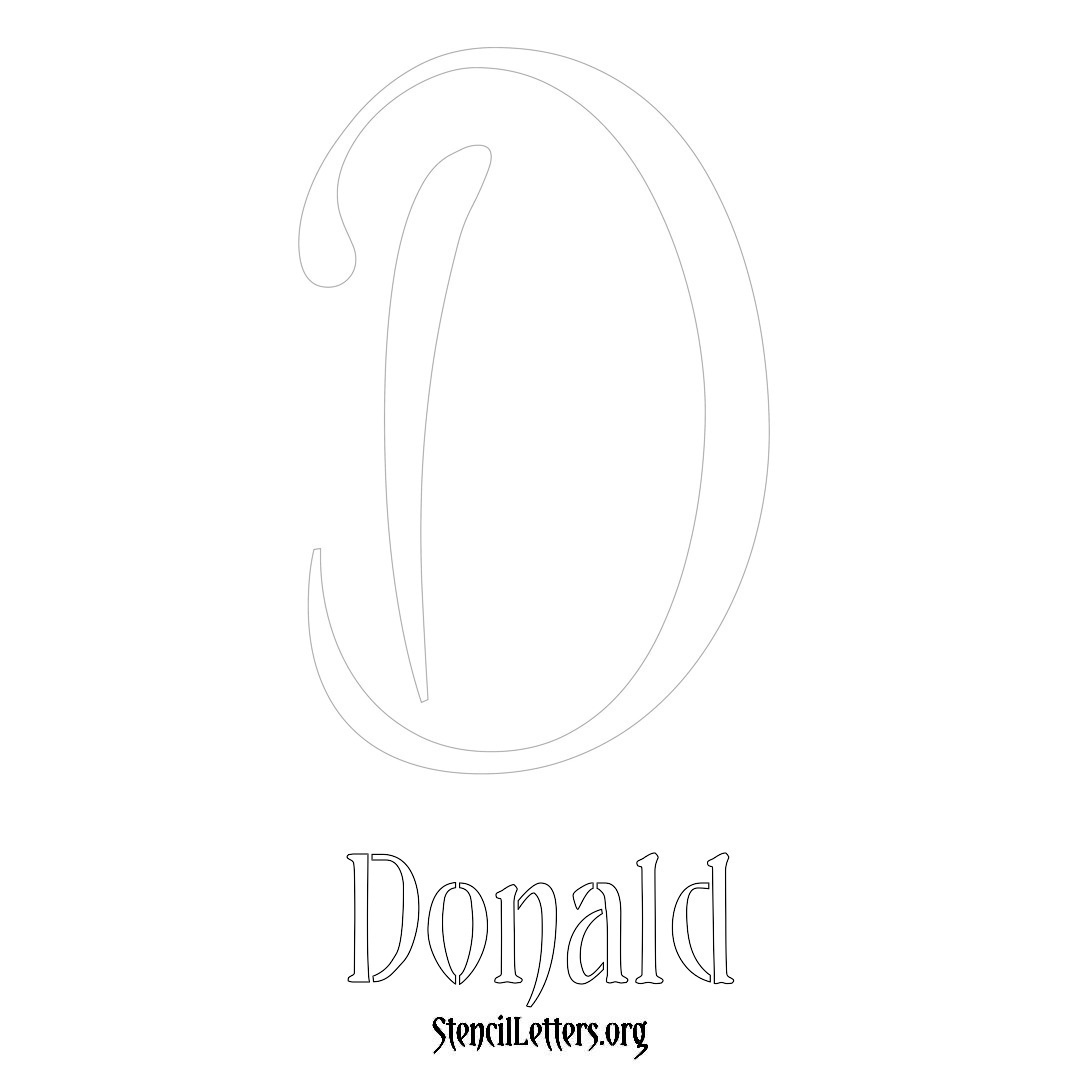 Donald printable name initial stencil in Vintage Brush Lettering