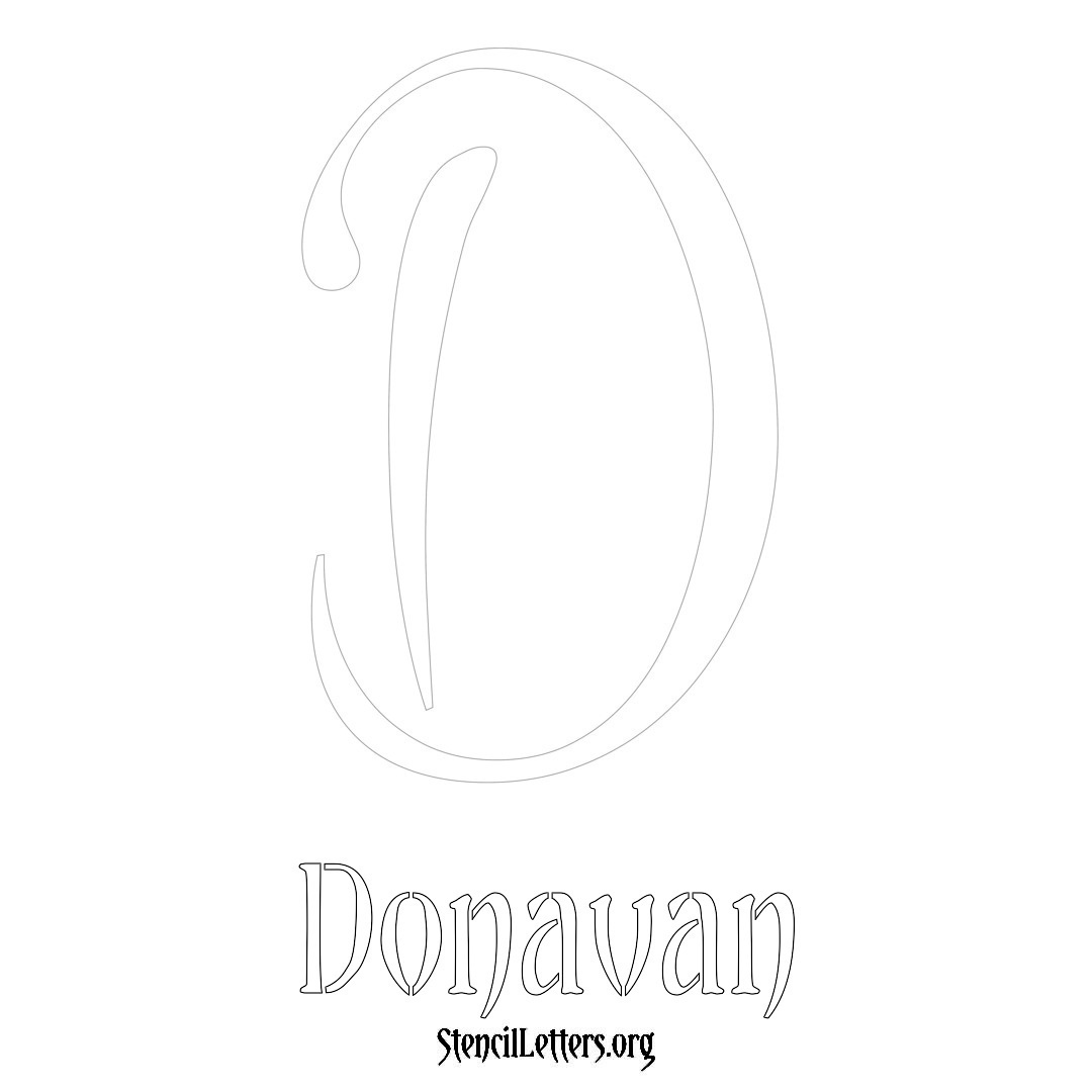 Donavan printable name initial stencil in Vintage Brush Lettering