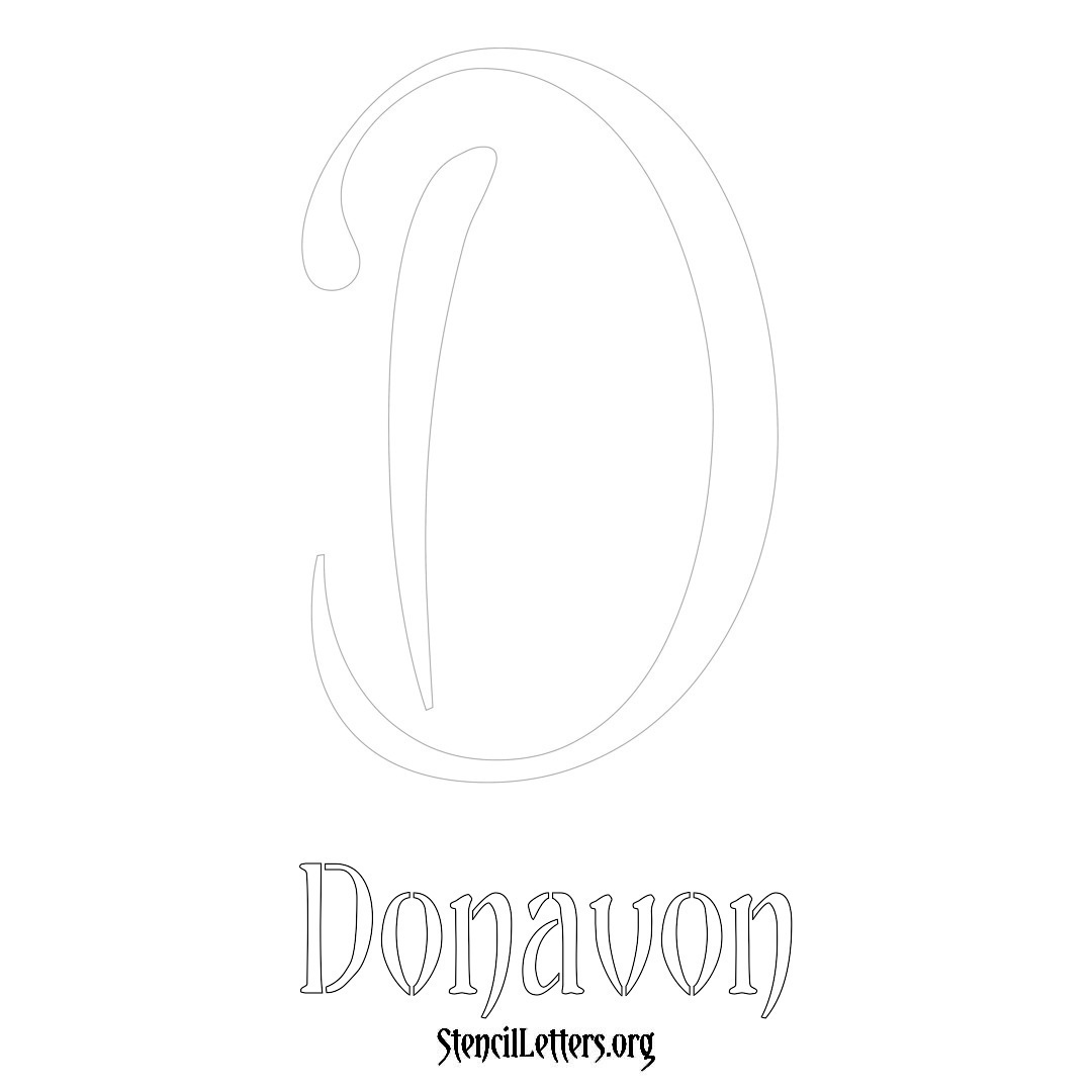 Donavon printable name initial stencil in Vintage Brush Lettering