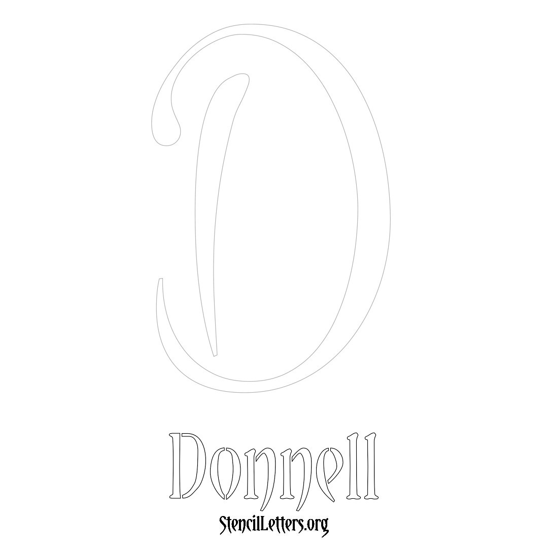 Donnell printable name initial stencil in Vintage Brush Lettering