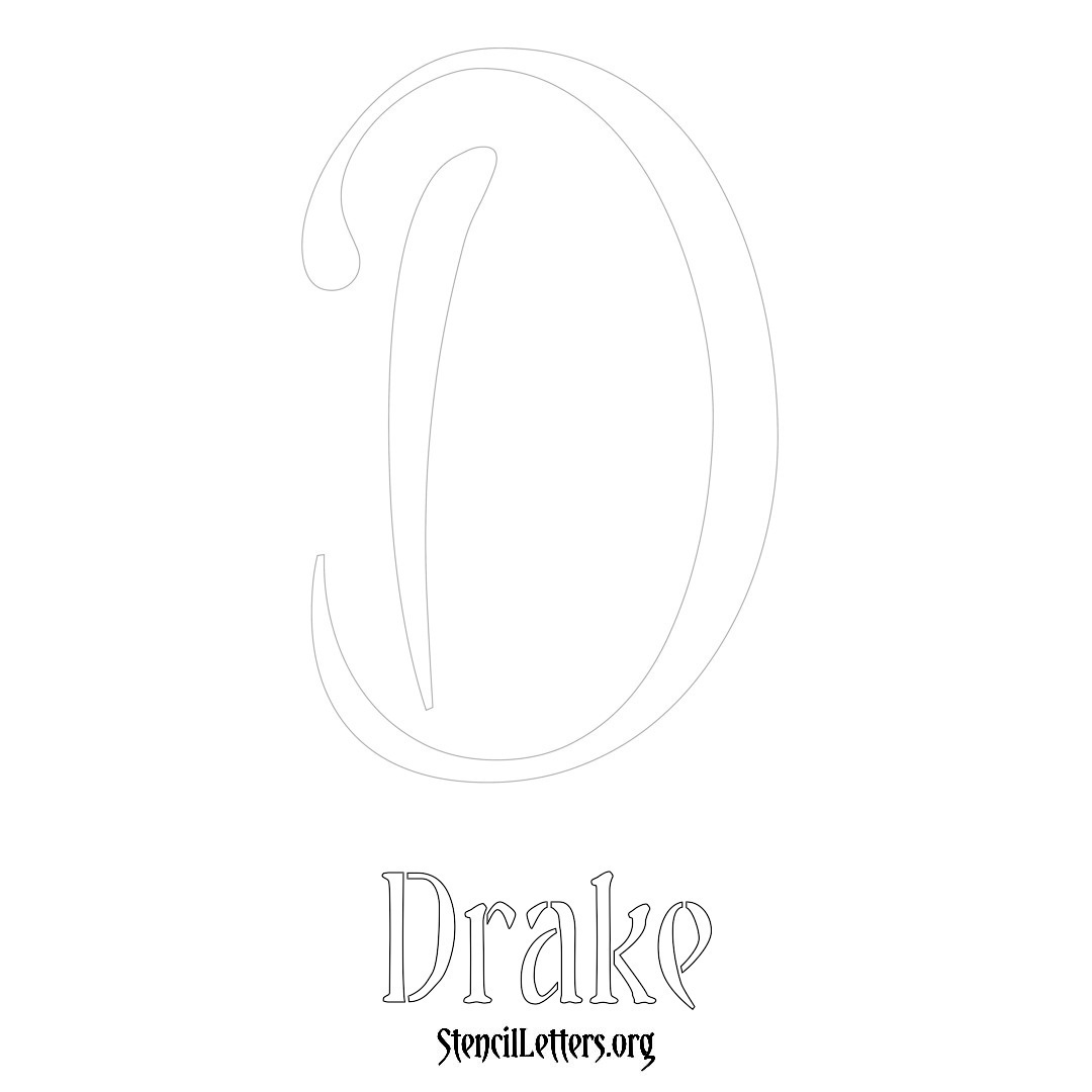 Drake printable name initial stencil in Vintage Brush Lettering